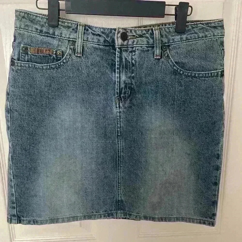 LEI Denim Blue Jean Skirt Vintage 90s Y2K Juniors 17" Length Size 9